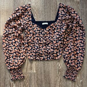 Abercrombie & Fitch Floral Puff Sleeve Blouse
